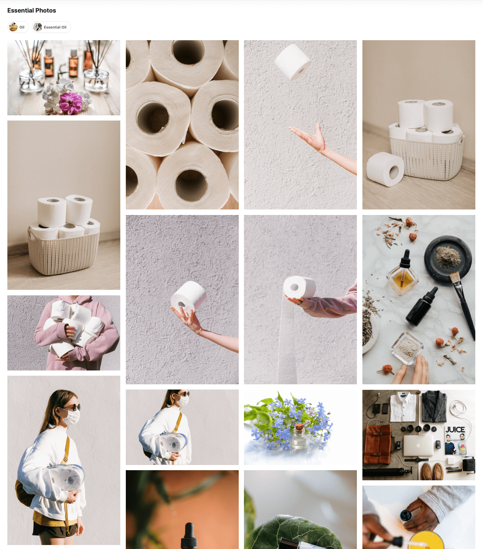 Various images of toilet paper